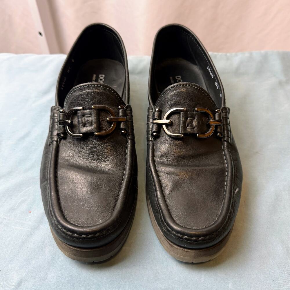 Donald Pliner Lelio Mens Black Leather Horsebit Loafers Size 8 Italy Executive